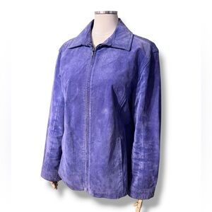 CHICO’S Purple Suede Leather Jacket Size Large VINTAGE